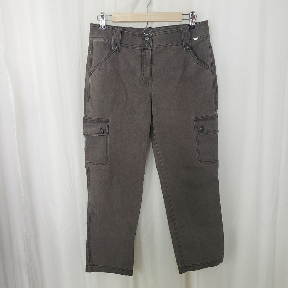 St. John muted brown wash ankle capri pant denim size 6